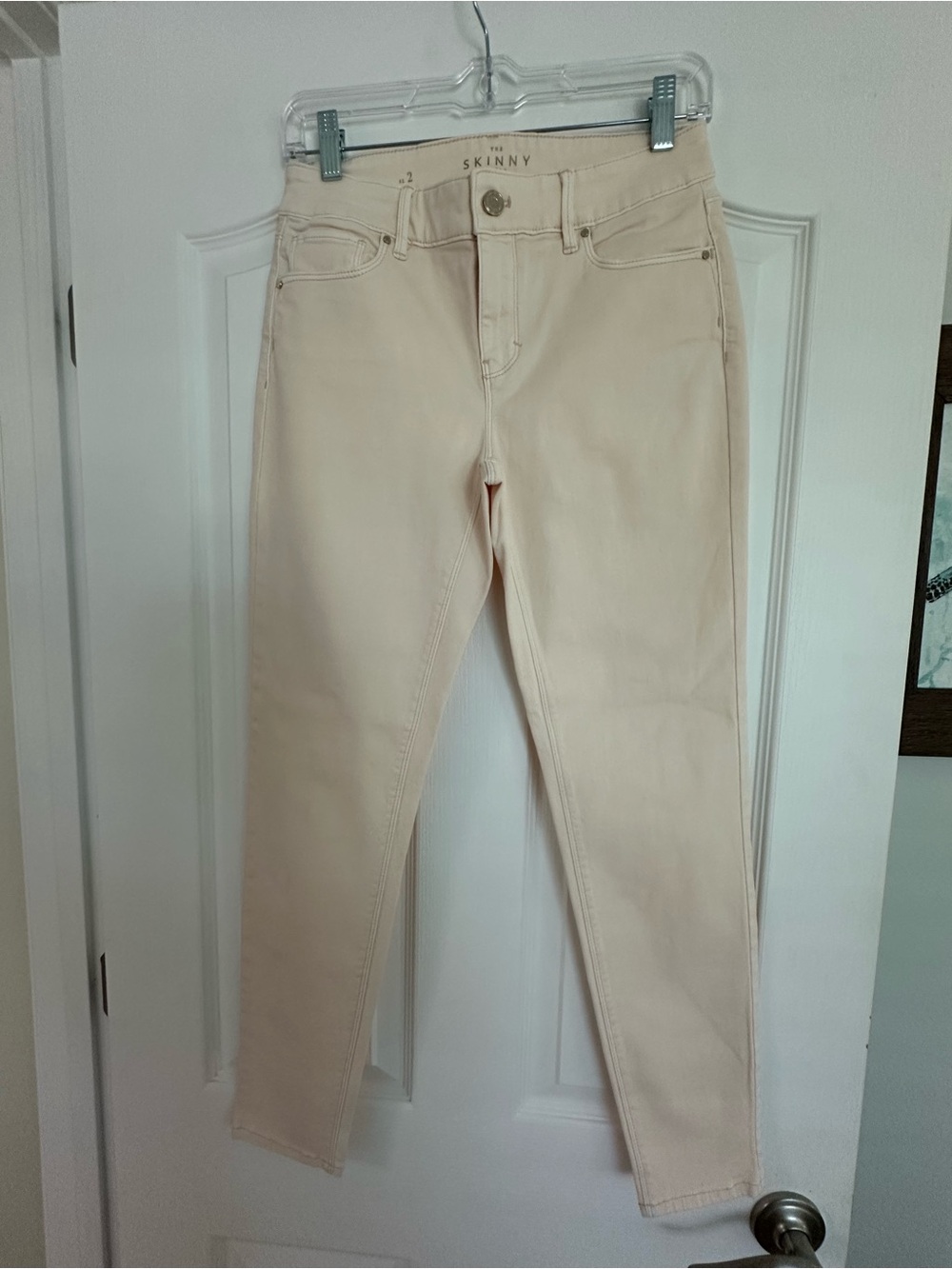White House Black Market “The Skinny Ankle” Jeans in Light Peach!